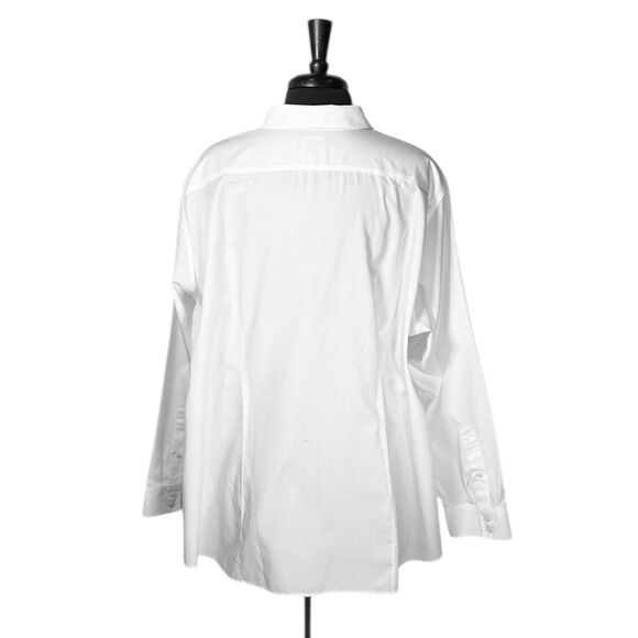 Lands’ End Womens No Iron Button Up Shirt White 100% Cotton Size 22W Long Sleeve - Picture 2 of 9